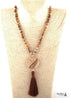 Boho Necklace, RH Amazonite Jasper, Circle Tassel Green White Natural Stone